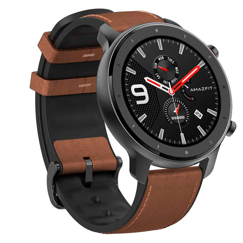 Умные часы Amazfit GTR 4 A2166, винтажный коричневый ремешок, чёрные