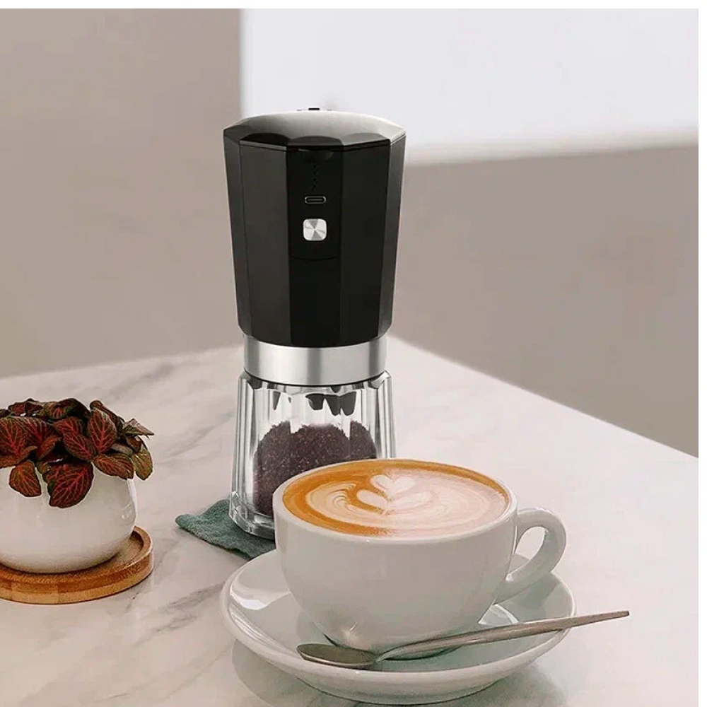 Кофемолка аккумуляторная Circle Joy Electric Coffee Grinder,  чёрно-серебристая купить в Калининграде — Mi-life