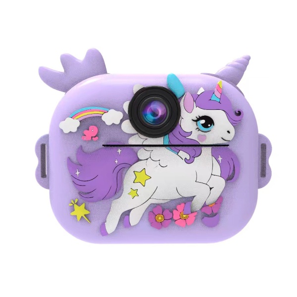 Детская камера Kid Joy Print Cam P14 с картинкой единорога, фиолетовая