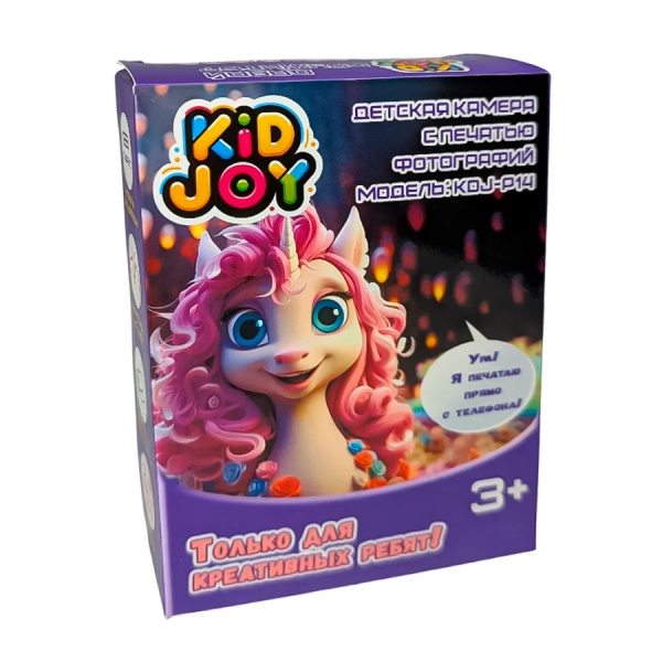 Детская камера Kid Joy Print Cam P14 с картинкой единорога, фиолетовая