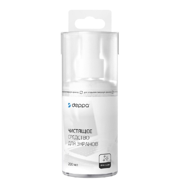 Средство для очистки экранов телевизоров и мониторов с салфеткой Deppa, 200мл.