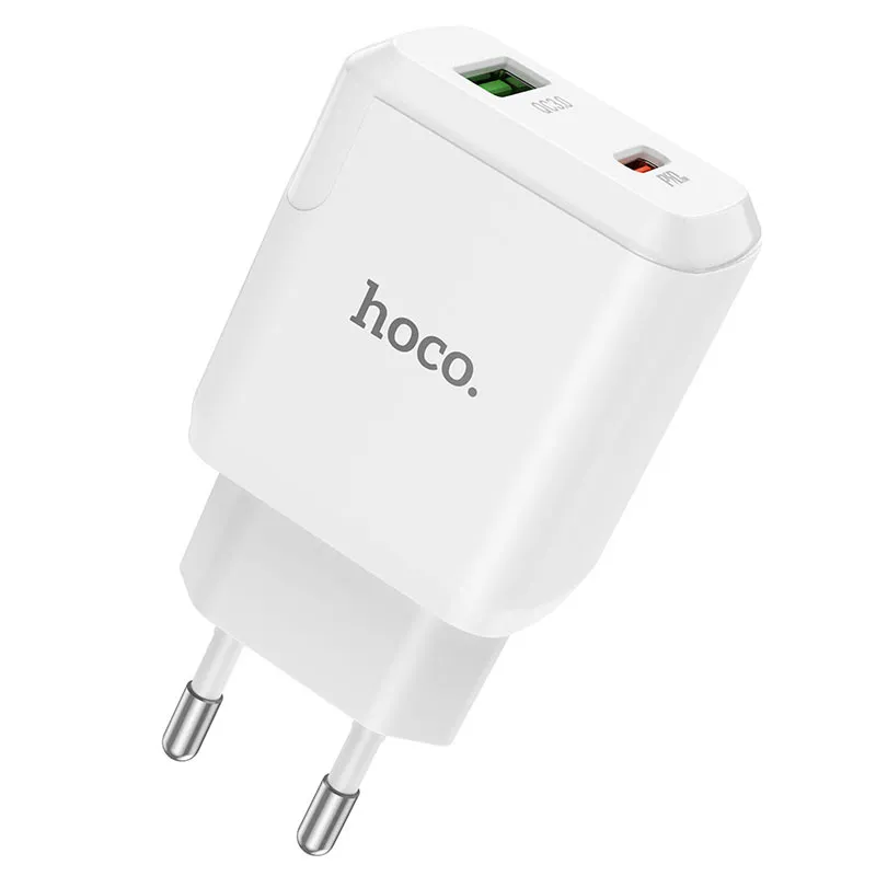 СЗУ HOCO N5 USB-A + USB-С, 3A, PD20W + QC3.0, белое