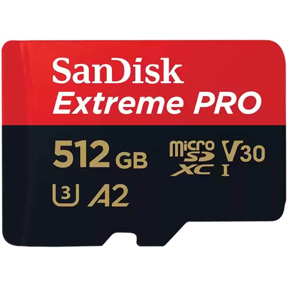 Флеш-накопитель Sandisk Extreme Pro SDXC 512GB + SD Adapter, 140Мб/с V30 UHS-I U3